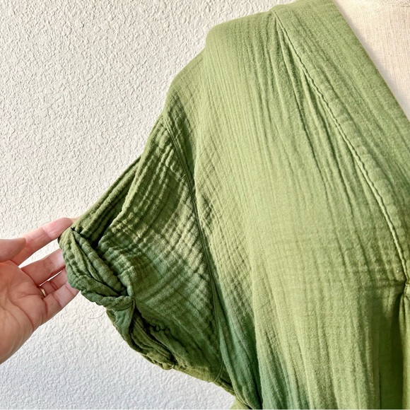 Xirena Avril Dress Size Medium Green 100% Cotton Gauze Midi Length Short Sleeve - Picture 4 of 9